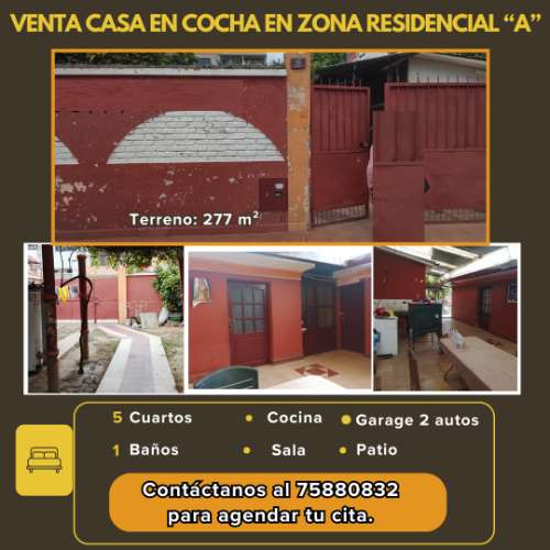 ¡venta casa en cochabamba en zona residencial a!902653886