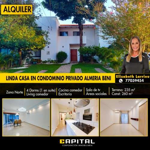 Casa en alquiler zona norte condominio almeria beni202608414