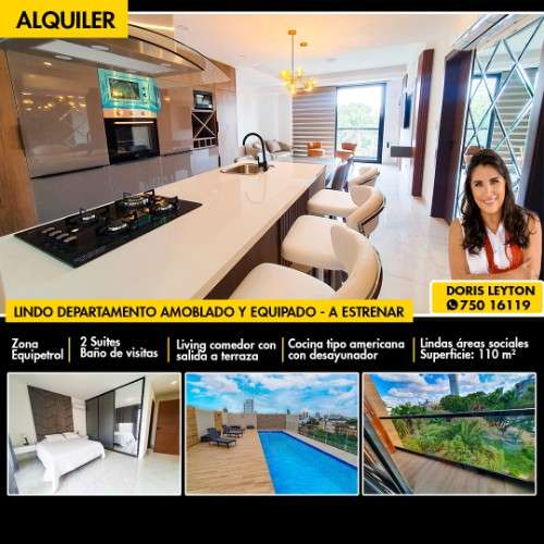 Departamento amoblado en alquiler en equipetrol de dos suites307281632