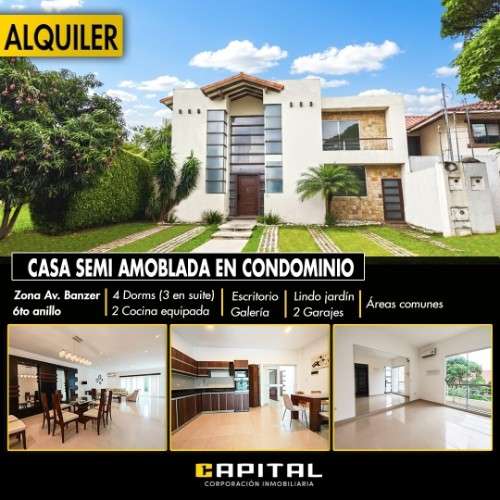 Amplia casa en alquiler en condominio ciudad jardin628984216