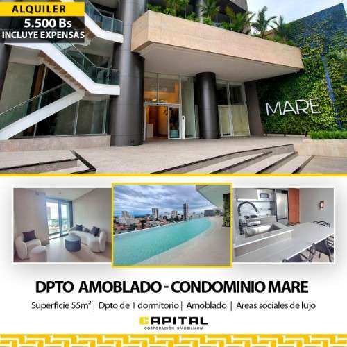 Departamento de 1 dormitorio de lujo en alquiler equipado*1344131244
