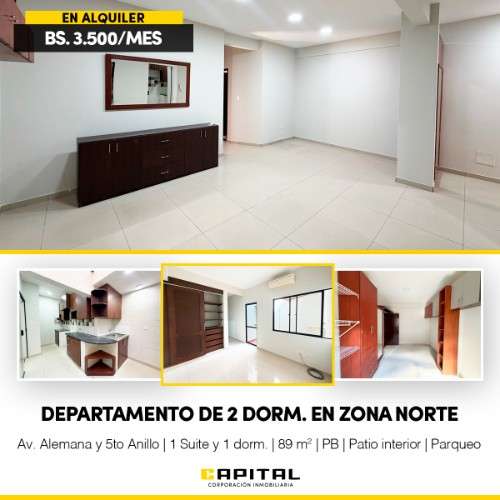 Departamento en alquiler próx. av. alemana y 5to anillo655646083