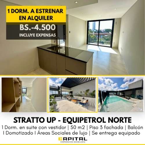 Stratto up - equipetrol norte departamento en alquiler100826669