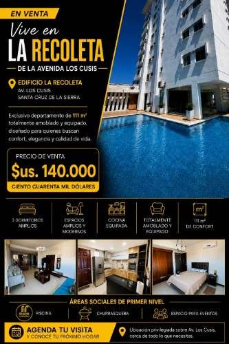 Departamento de 3 dormitorios en venta sobre av los cusis1569883575