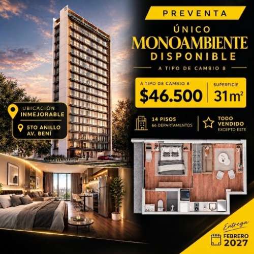 único monoambiente disponible a tipo de cambio 8 2081136649